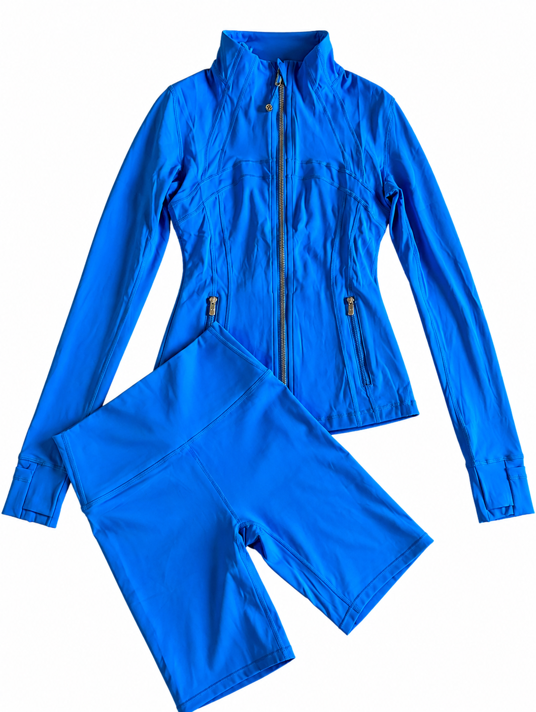 Blue Define Jacket & Biker Short Set