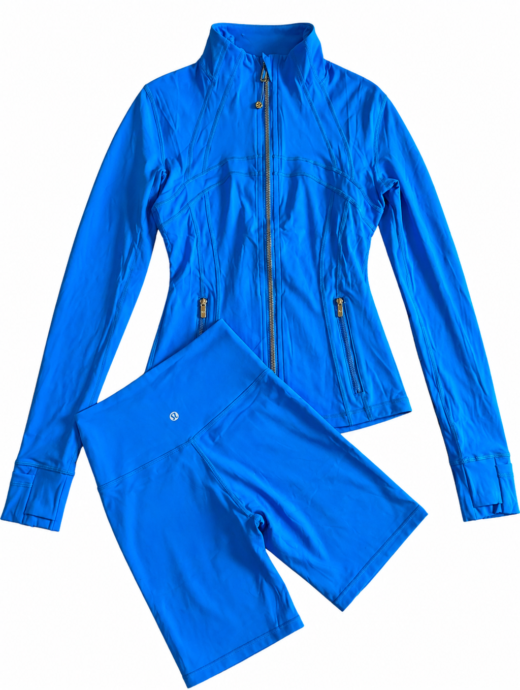 Blue Define Jacket & Biker Short Set